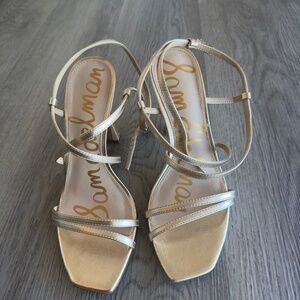 NEW WITH TAGS Sam Edelman Gold Wrap Heels Size 8